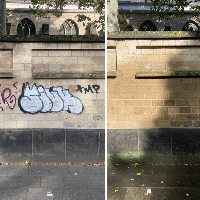 Vor und nach der Grafittientfernung